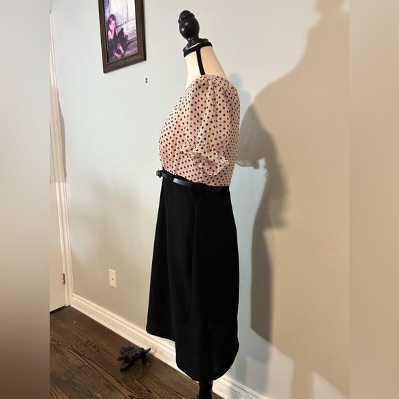 PRETTY IN PINK Sheer Polka Dot Midi Women's Sheath Dress 8P - Picture 5 of 11